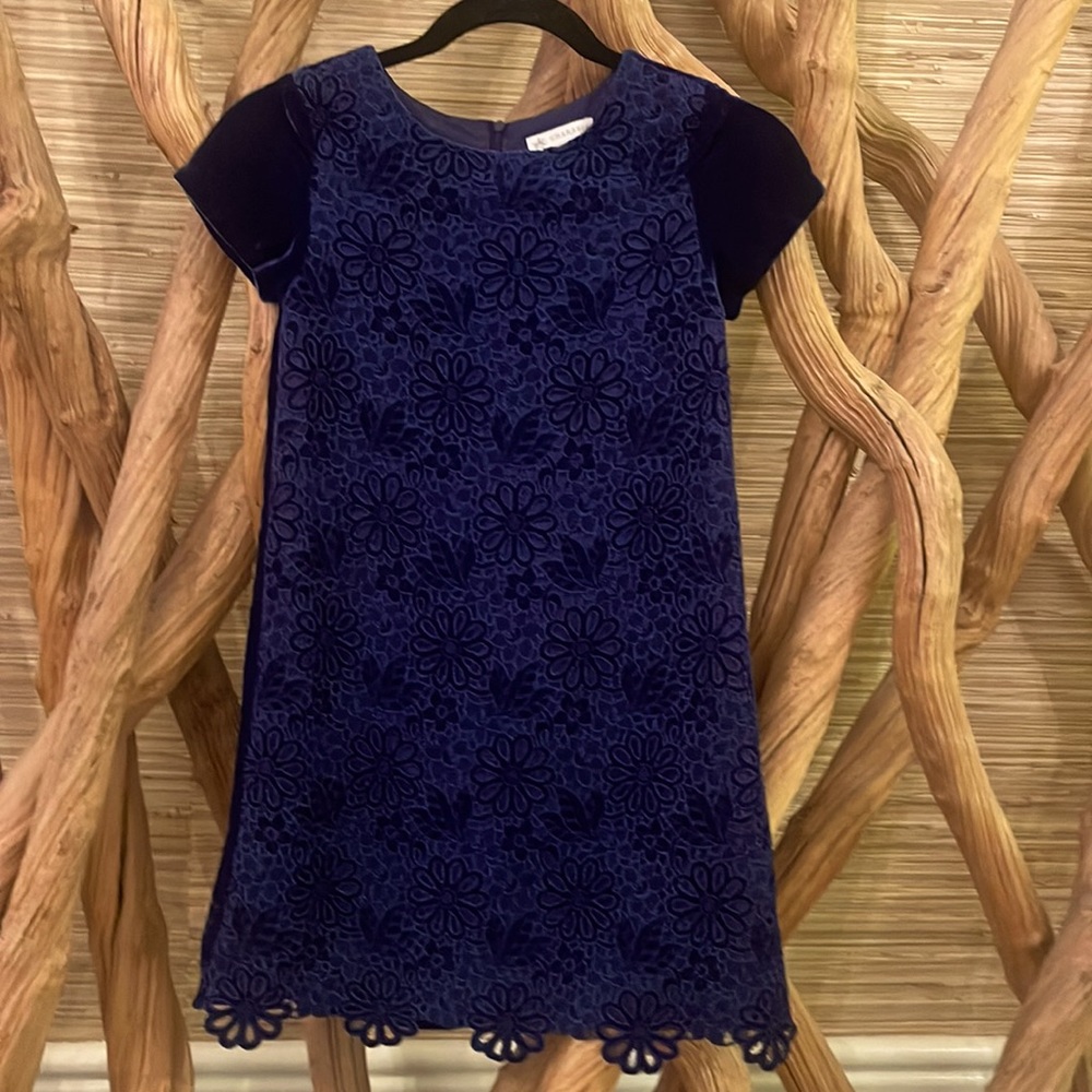 Charabia girls dress size 10 fits 8 special occasion navy blue velvet boutique